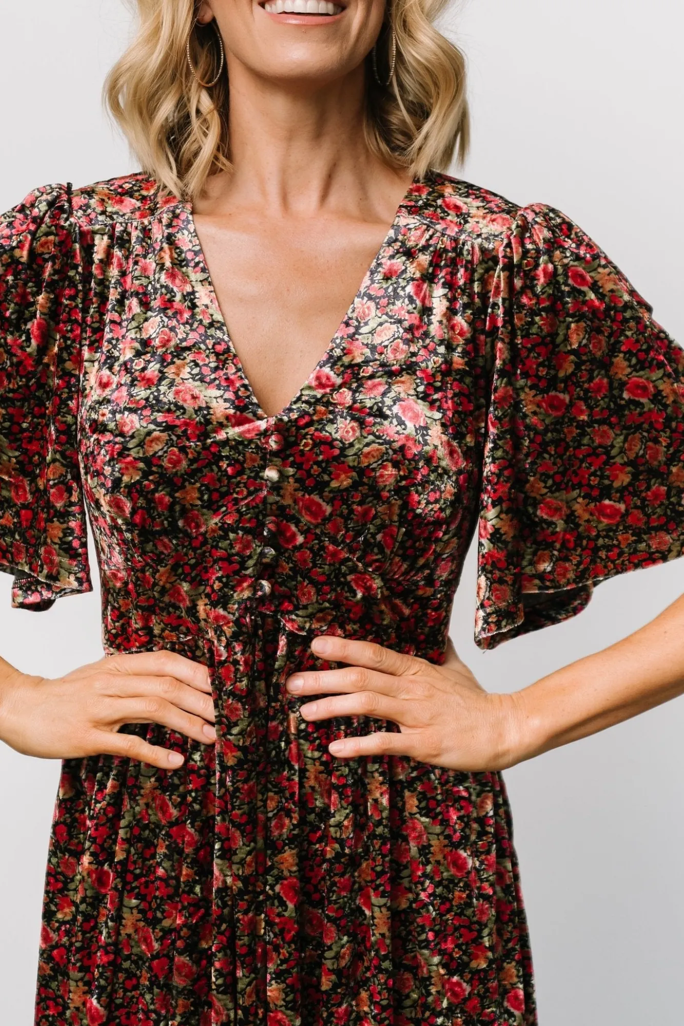 Baltic Born Irina Velvet Maxi Dress | Black Multi Floral