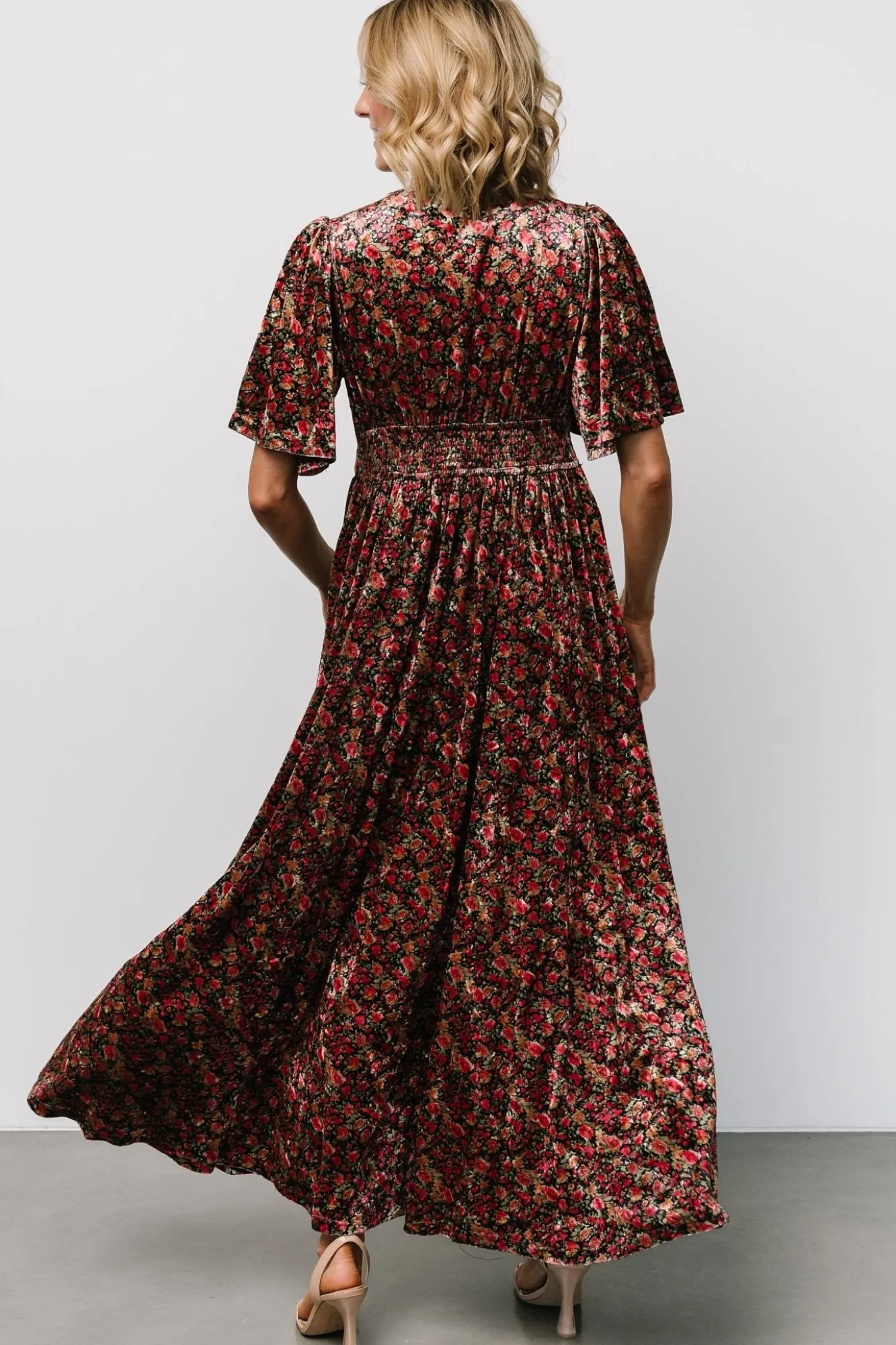 Baltic Born Irina Velvet Maxi Dress | Black Multi Floral