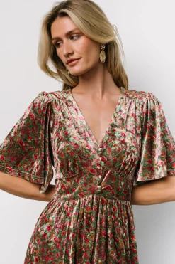 Baltic Born Irina Velvet Maxi Dress | Green Multi Floral