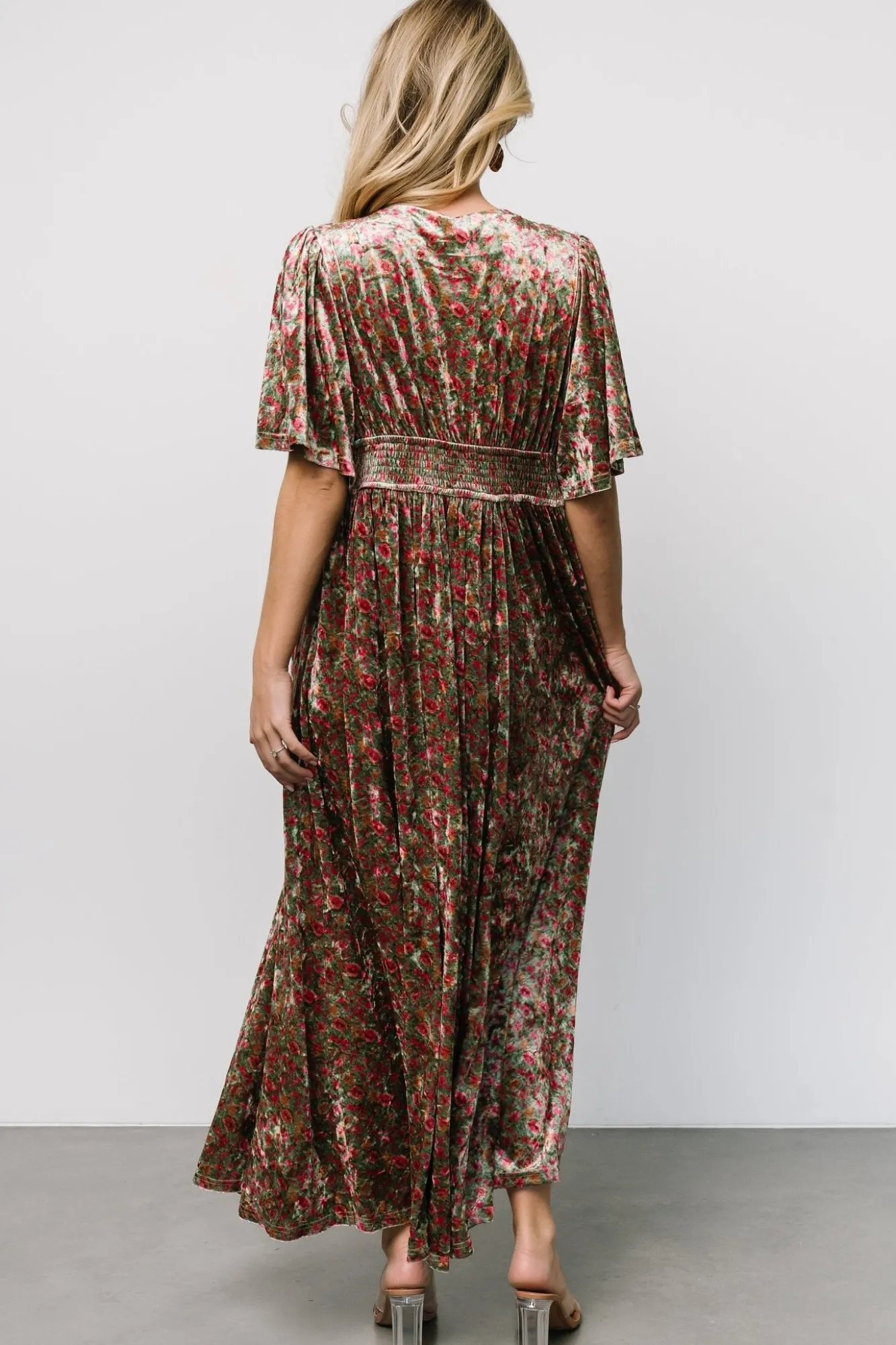 Baltic Born Irina Velvet Maxi Dress | Green Multi Floral