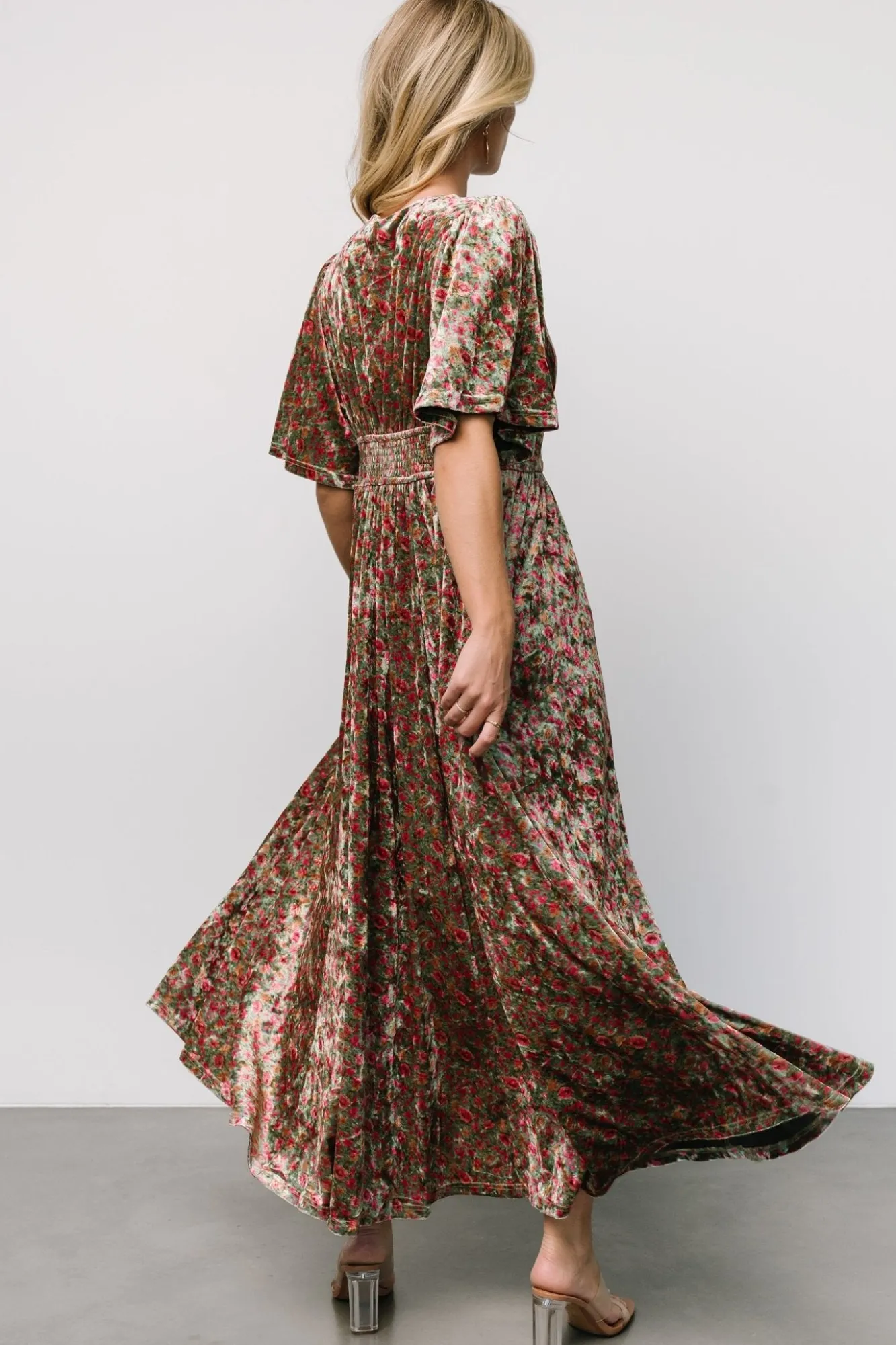 Baltic Born Irina Velvet Maxi Dress | Green Multi Floral