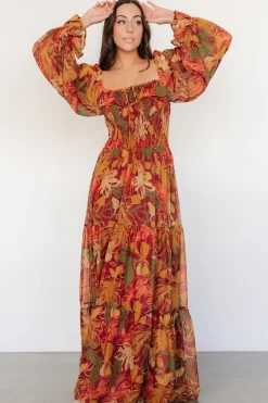 Baltic Born Isadora Tiered Dress | Rust Multi Floral