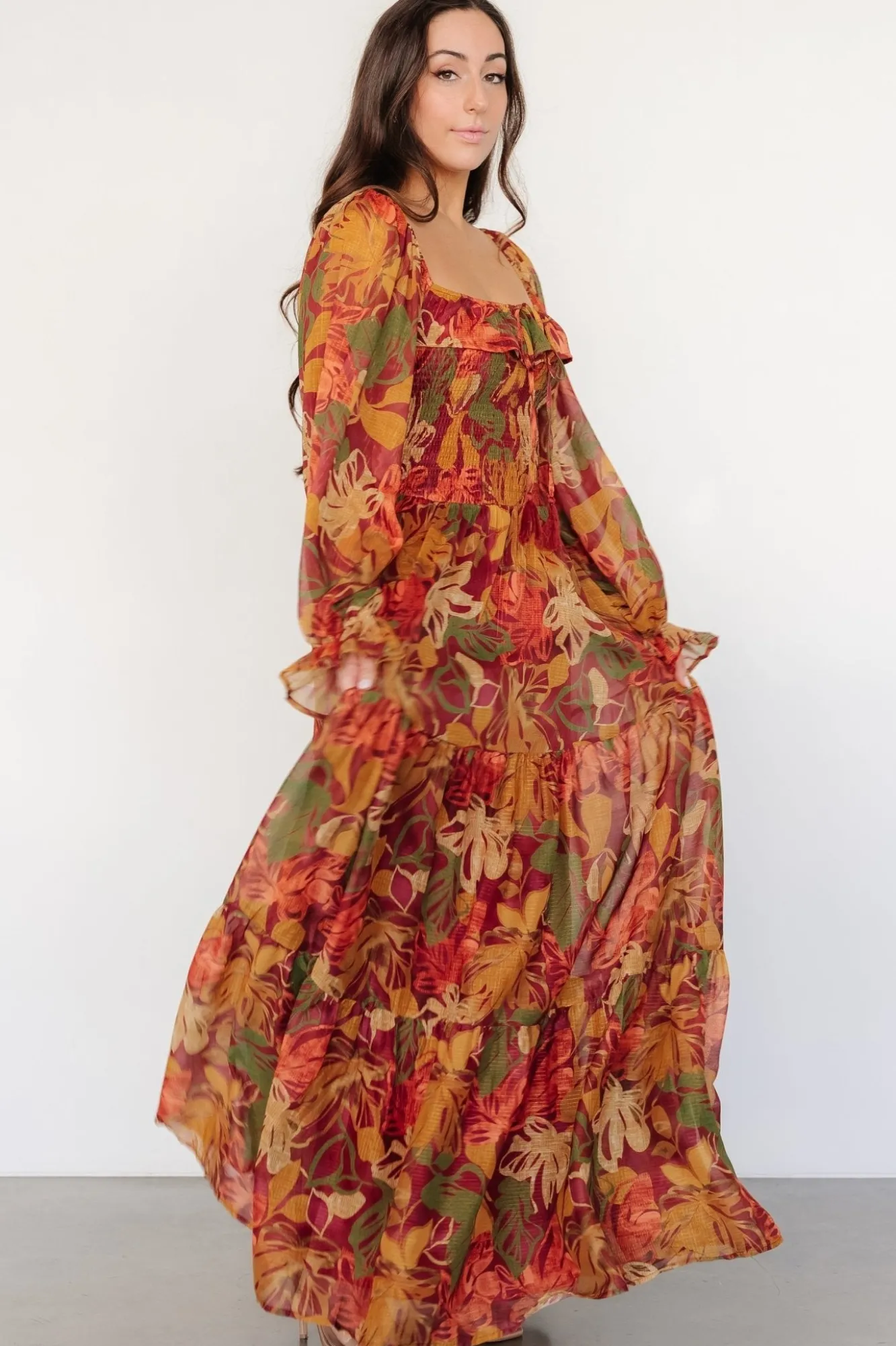 Baltic Born Isadora Tiered Dress | Rust Multi Floral