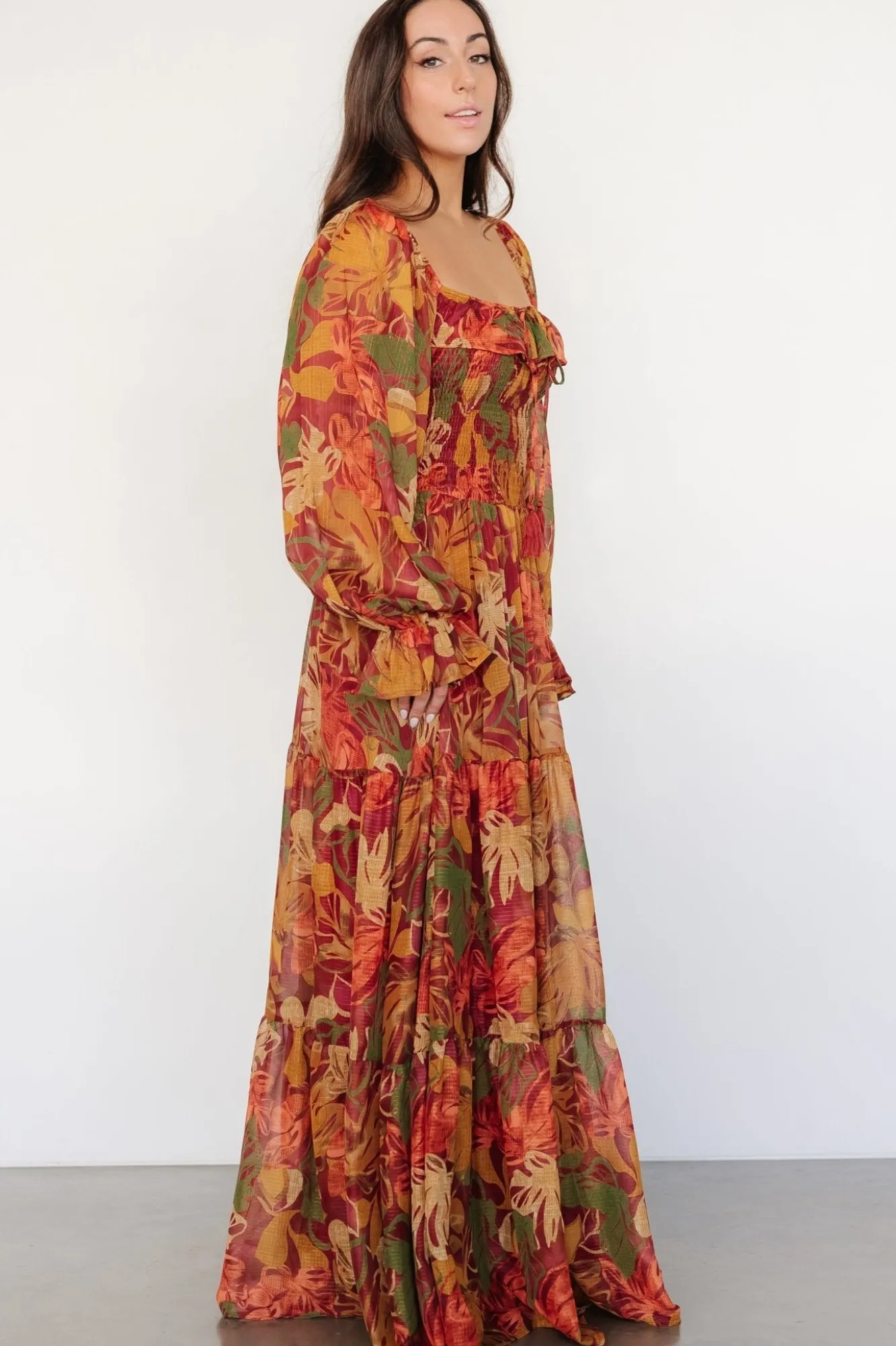 Baltic Born Isadora Tiered Dress | Rust Multi Floral