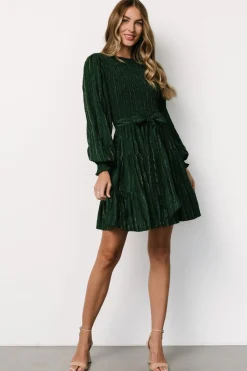 Baltic Born Ivey Smocked Short Dress | Dark Green + Silver