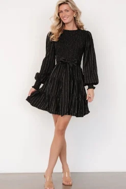 Baltic Born Ivey Smocked Short Dress | Black + Silver