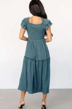 Baltic Born Jacie Smocked Midi Dress | Vintage Teal