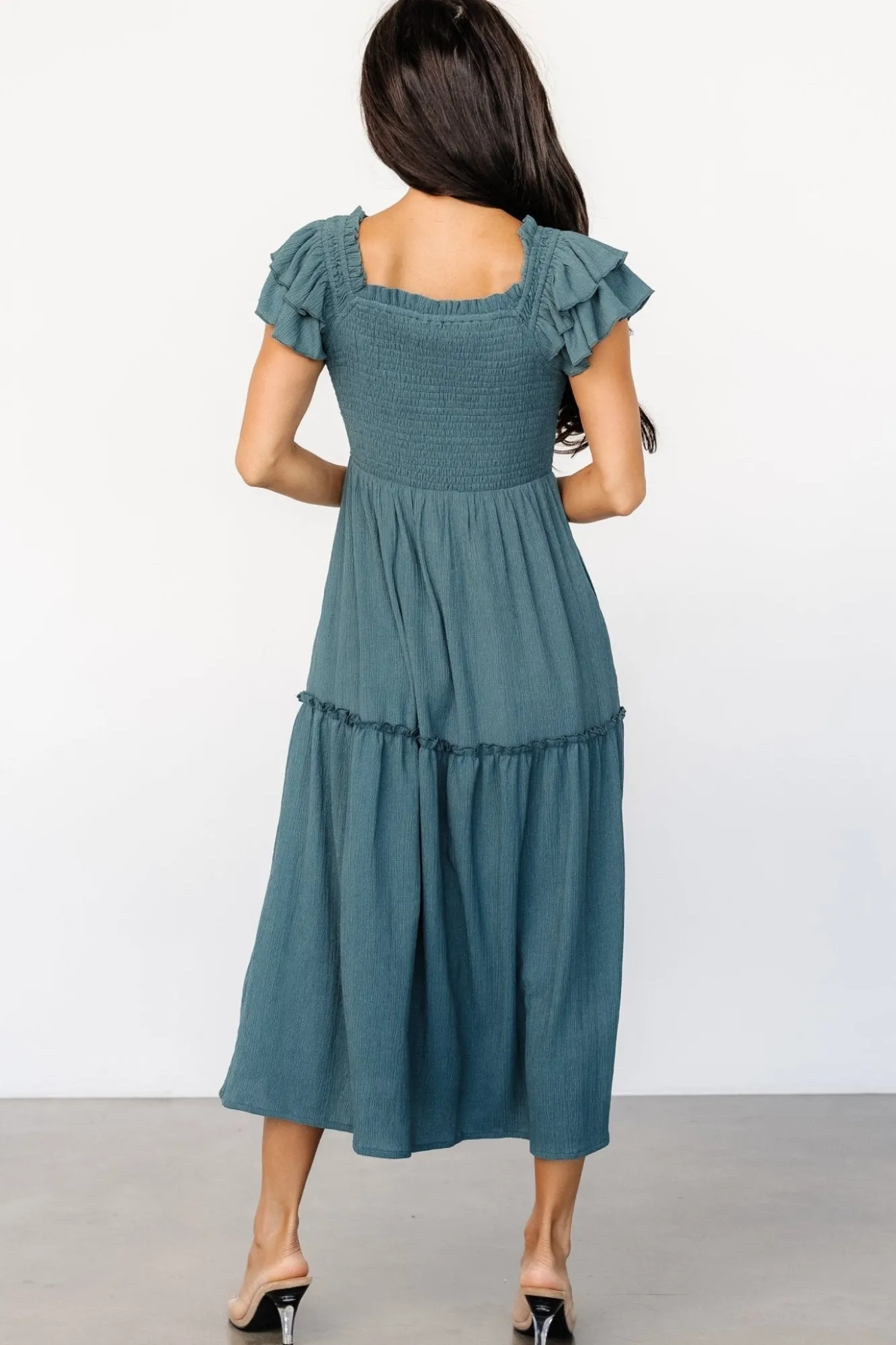 Baltic Born Jacie Smocked Midi Dress | Vintage Teal