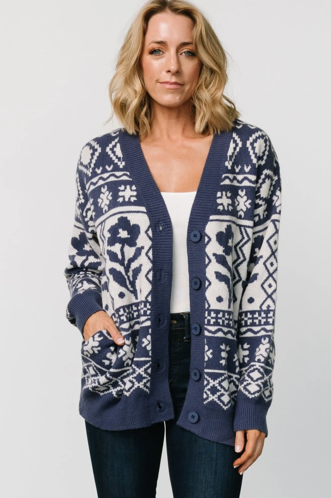 Baltic Born Jackson Oversized Cardigan | Slate Print