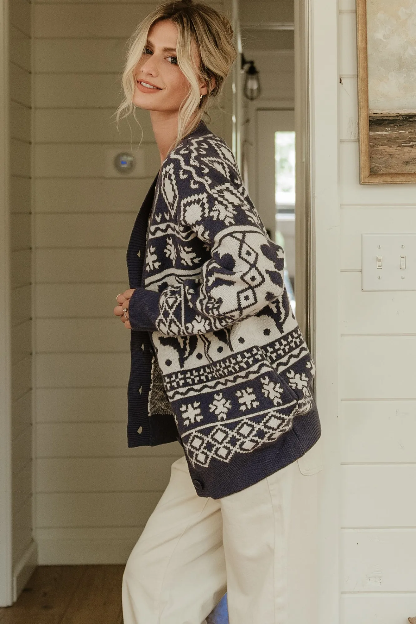 Baltic Born Jackson Oversized Cardigan | Slate Print