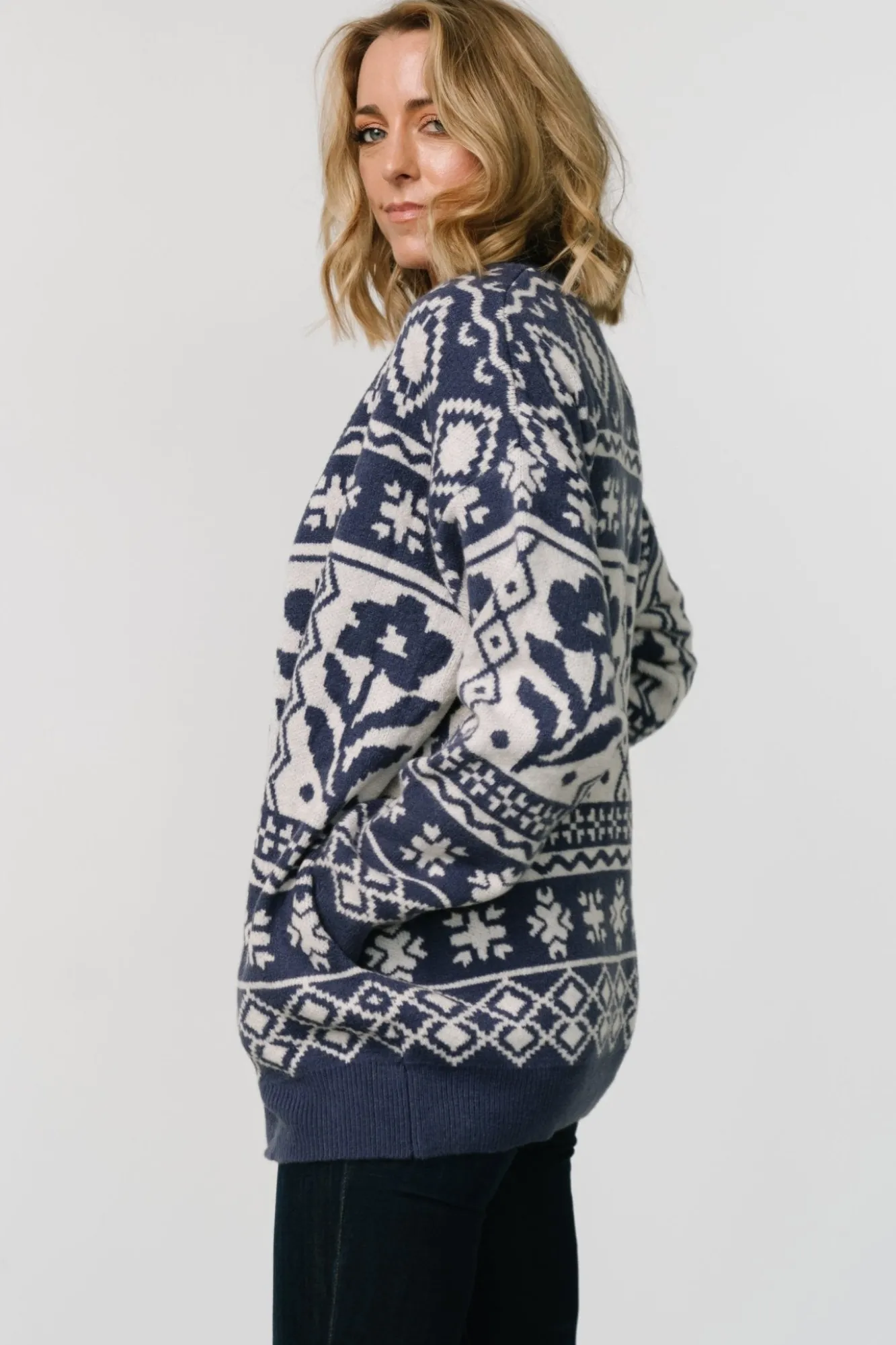 Baltic Born Jackson Oversized Cardigan | Slate Print