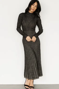 Baltic Born Jamelia Pleated Sweater Dress | Black + Gold