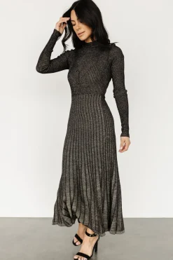 Baltic Born Jamelia Pleated Sweater Dress | Black + Gold