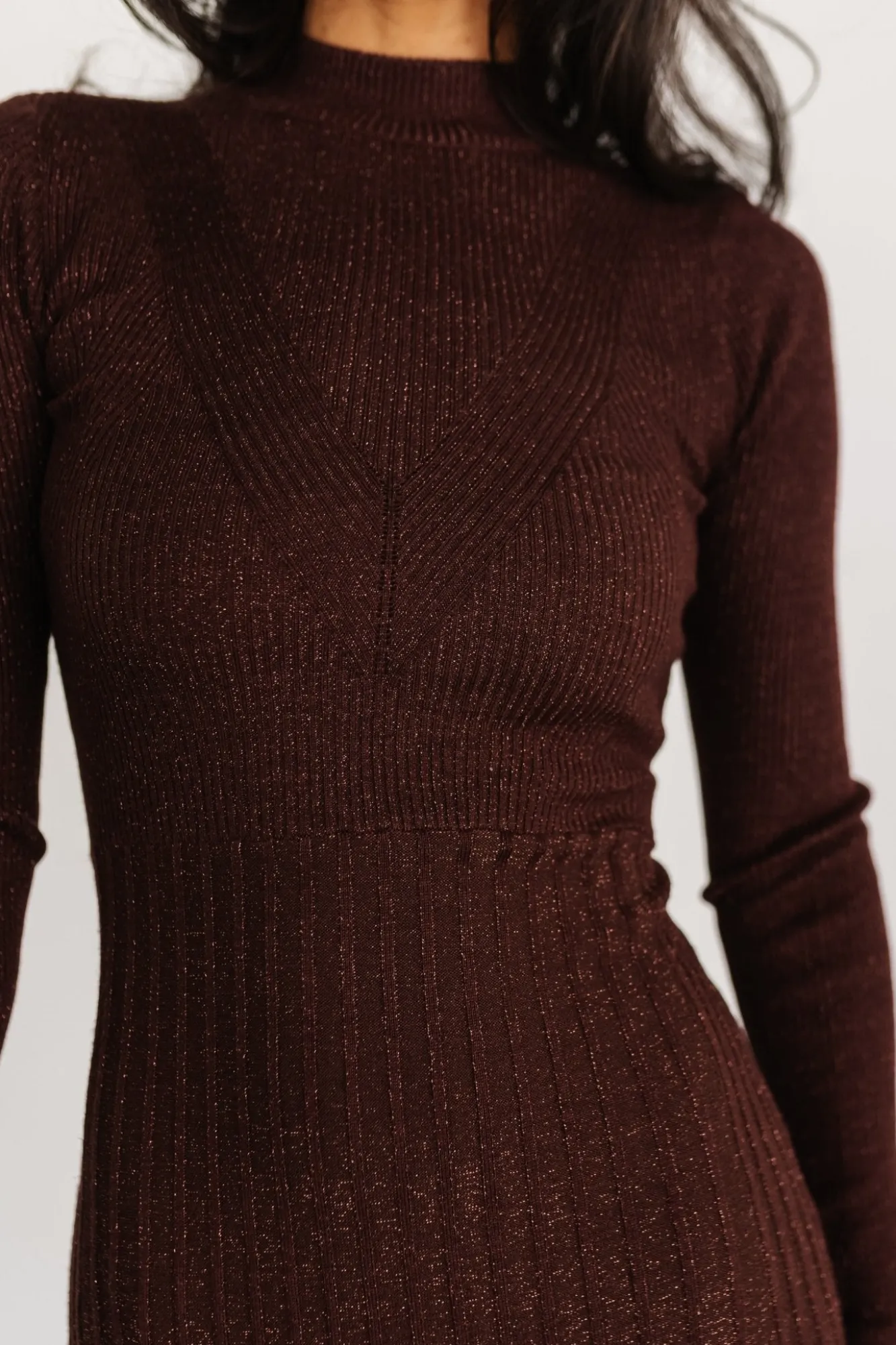 Baltic Born Jamelia Pleated Sweater Dress | Brown + Gold
