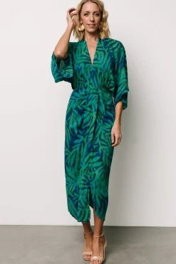 Baltic Born Janessa Midi Dress | Green + Blue Print