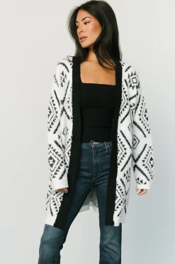Baltic Born Jay Oversized Cardigan | White + Black
