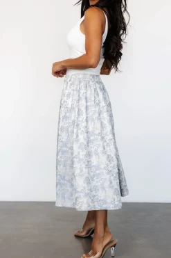 Baltic Born Jeanne Pleated Midi Skirt | Pearl + Light Blue