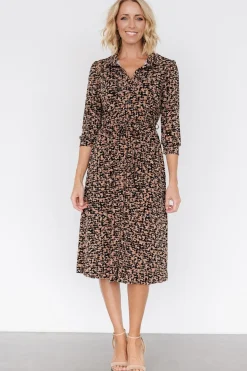 Baltic Born Jenica Midi Dress | Black + Camel Print