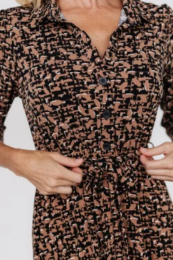 Baltic Born Jenica Midi Dress | Black + Camel Print
