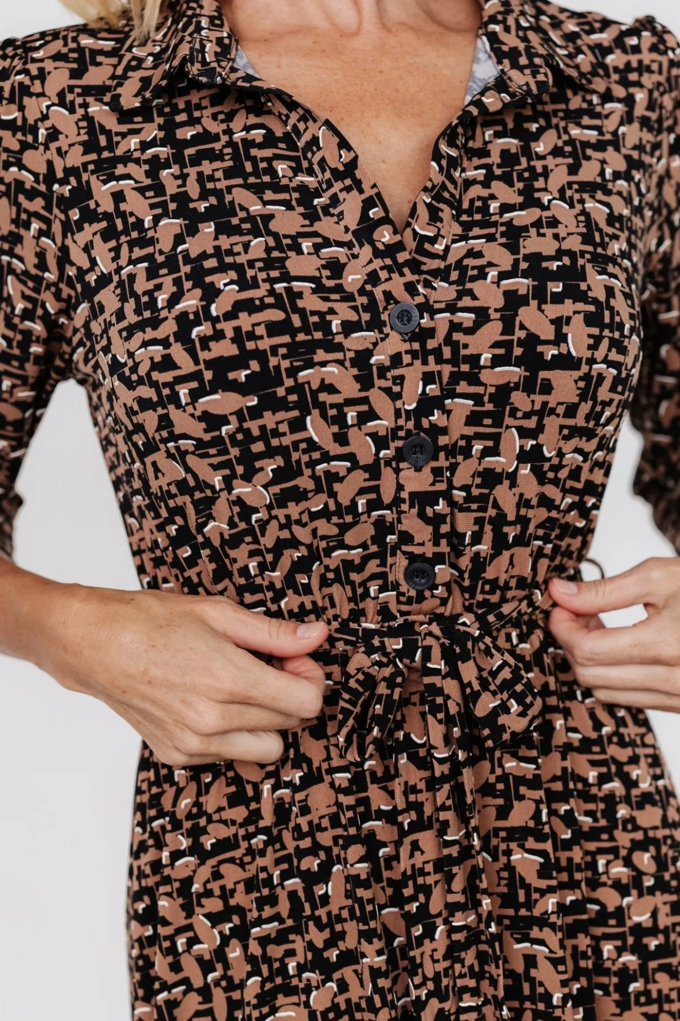 Baltic Born Jenica Midi Dress | Black + Camel Print