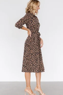 Baltic Born Jenica Midi Dress | Black + Camel Print