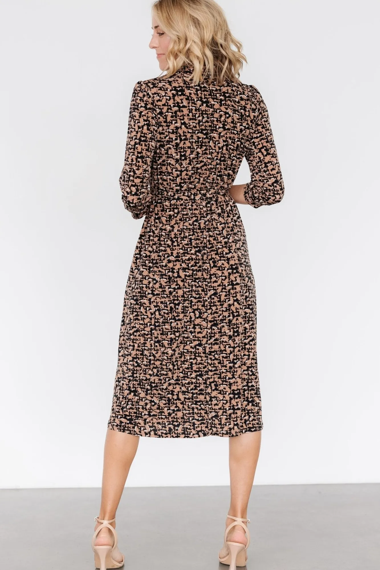 Baltic Born Jenica Midi Dress | Black + Camel Print
