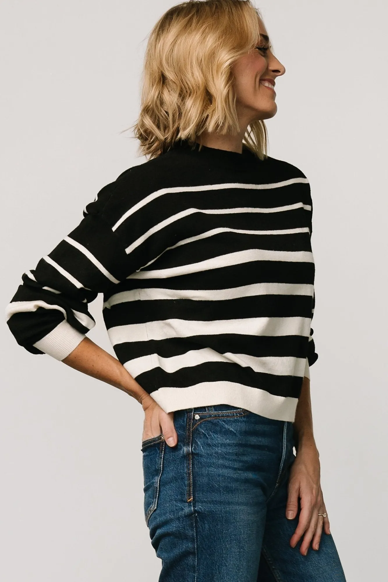 Baltic Born Jensen Stripe Sweater Top | Black + Ivory