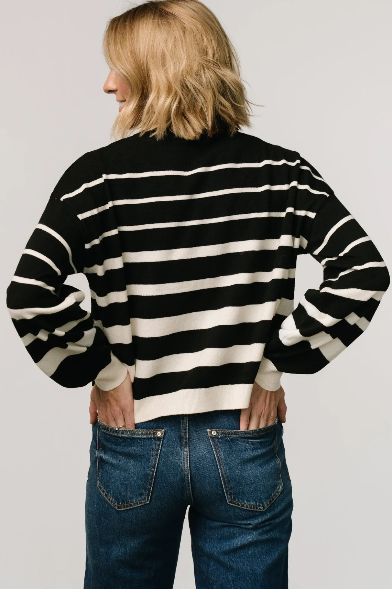 Baltic Born Jensen Stripe Sweater Top | Black + Ivory