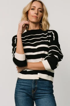 Baltic Born Jensen Stripe Sweater Top | Black + Ivory