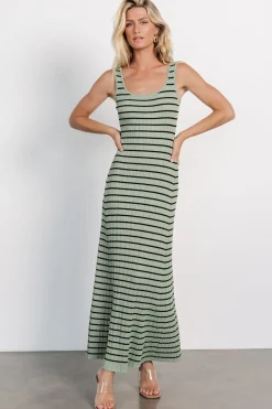 Baltic Born Jesse Ribbed Tank Maxi Dress | Olive + Black