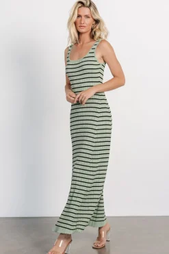 Baltic Born Jesse Ribbed Tank Maxi Dress | Olive + Black