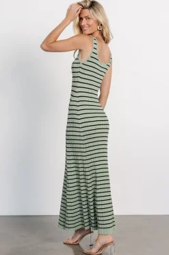 Baltic Born Jesse Ribbed Tank Maxi Dress | Olive + Black