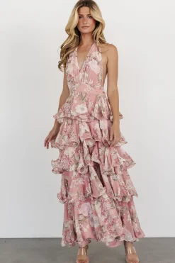 Baltic Born Jesslyn Open Back Tiered Maxi Dress | Blush Floral