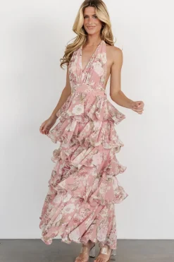 Baltic Born Jesslyn Open Back Tiered Maxi Dress | Blush Floral