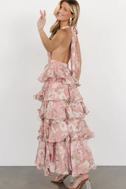 Baltic Born Jesslyn Open Back Tiered Maxi Dress | Blush Floral