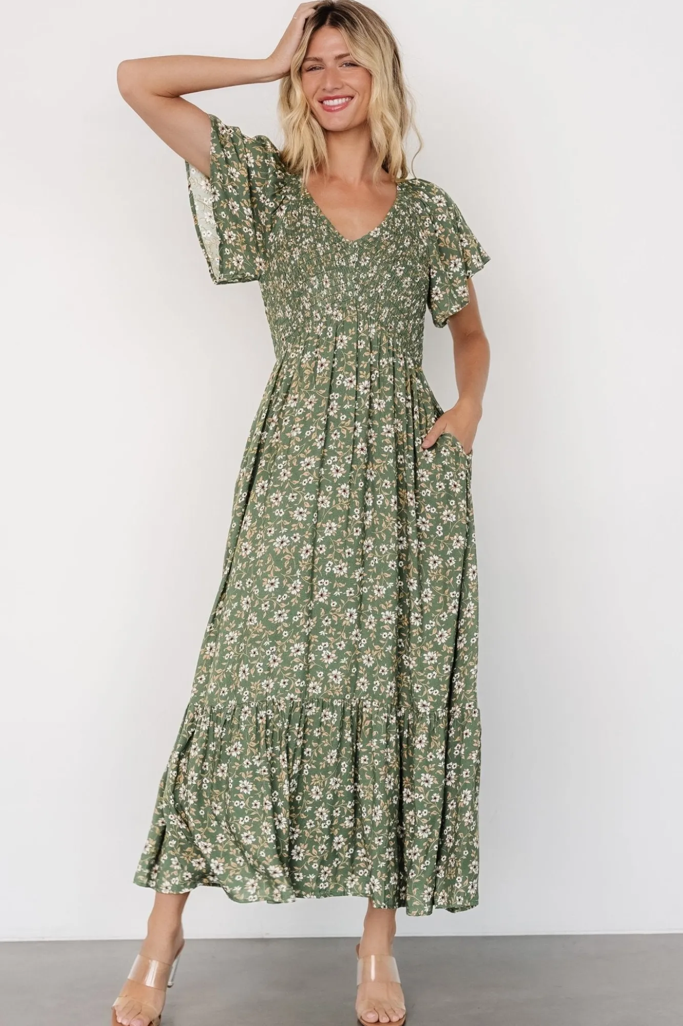 Baltic Born Joanie Smocked Dress | Green Floral