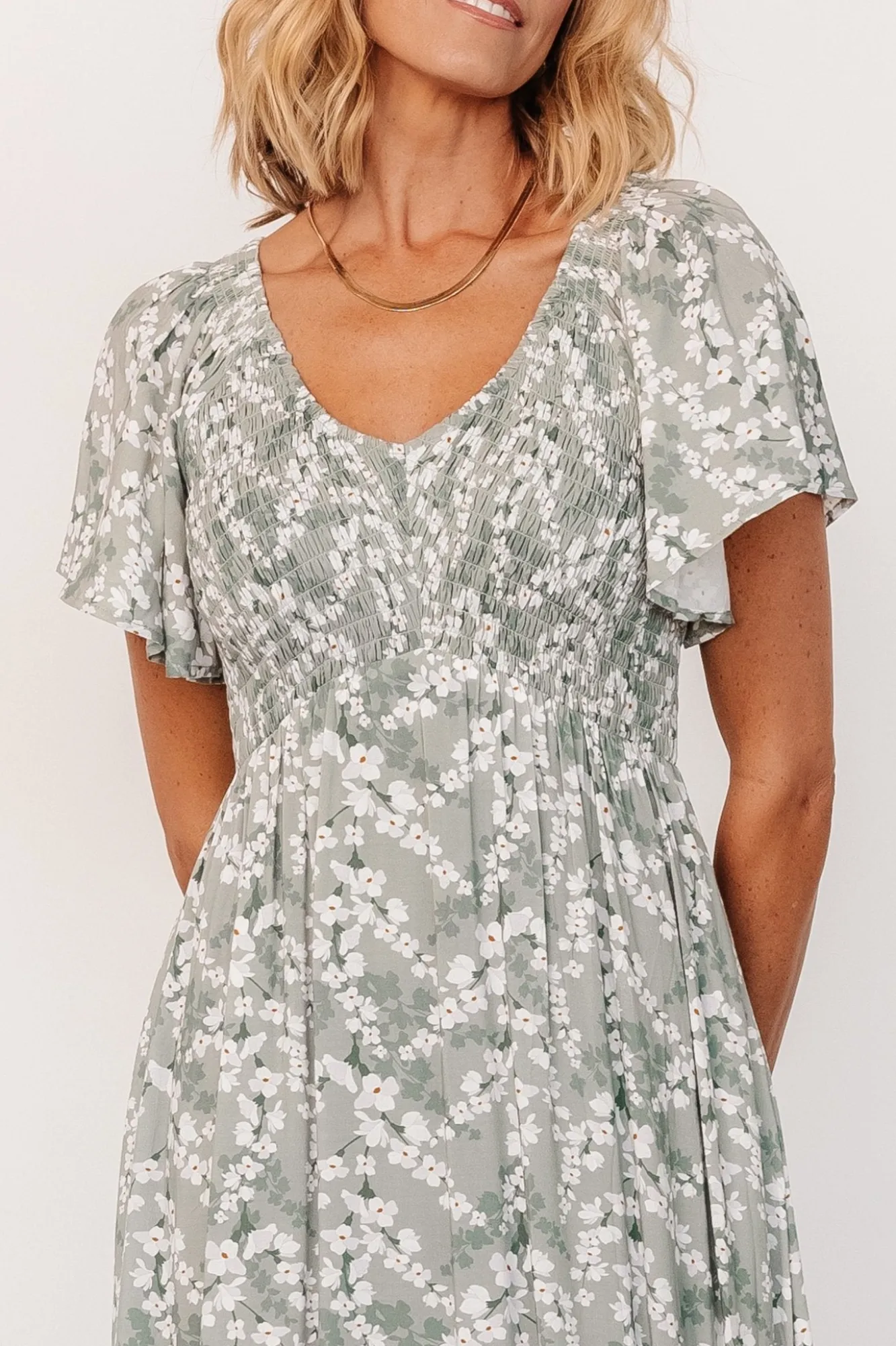 Baltic Born Joanie Smocked Dress | Sage + Off White Floral