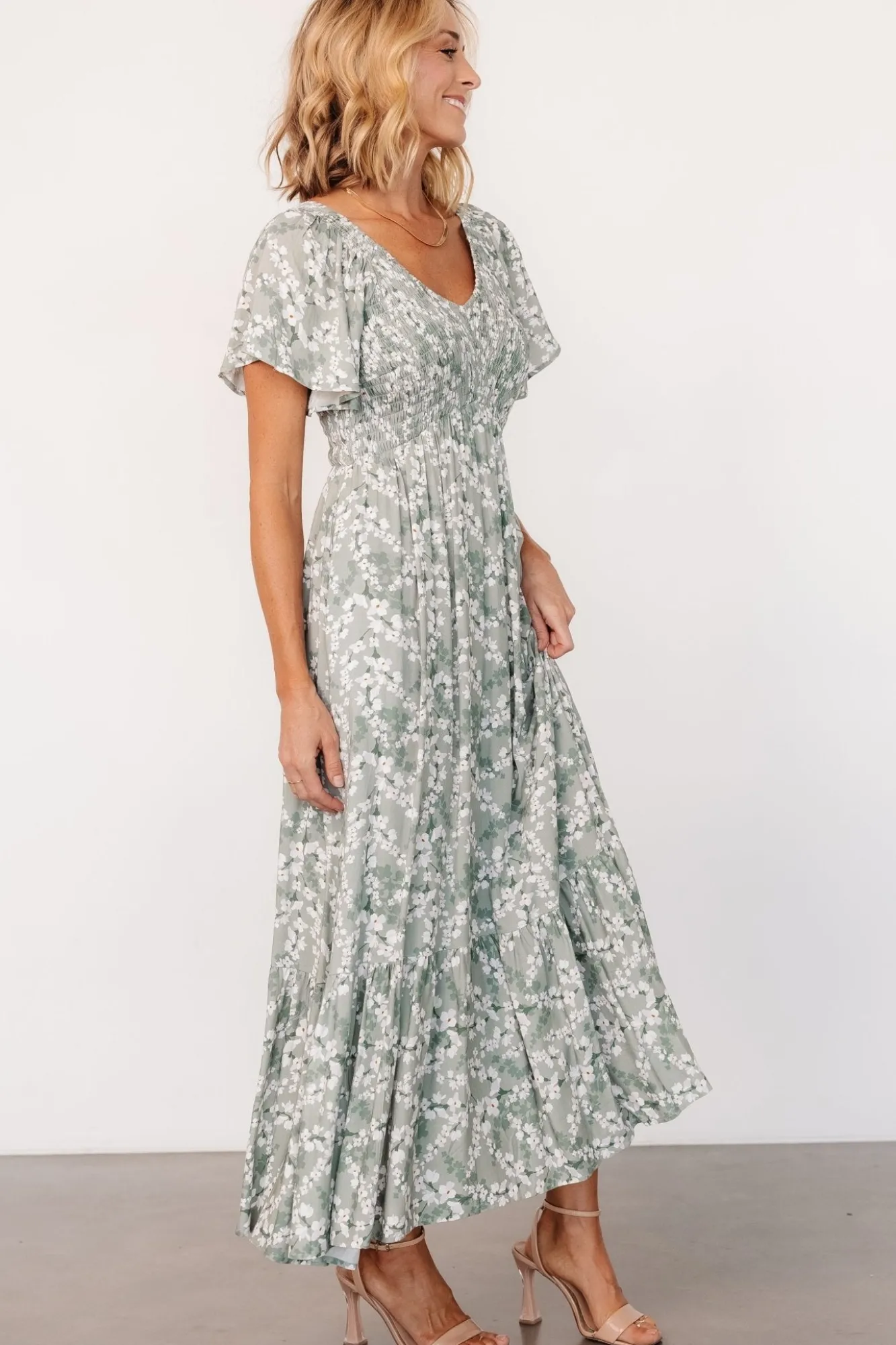 Baltic Born Joanie Smocked Dress | Sage + Off White Floral