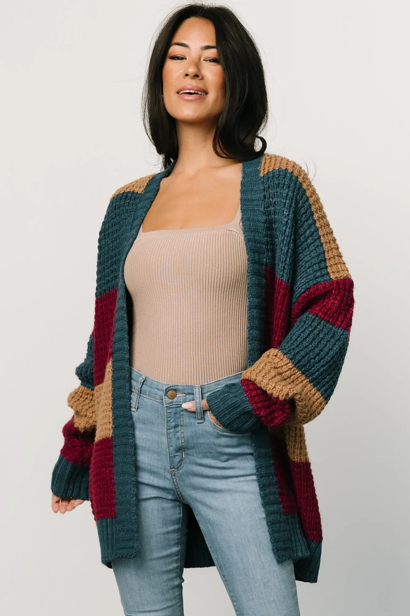 Baltic Born Jonah Chunky Knit Cardigan | Deep Topaz Multi
