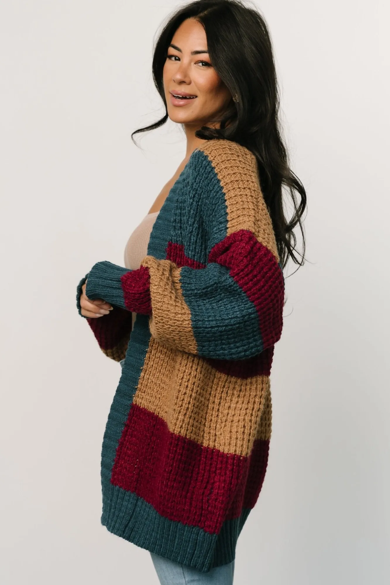 Baltic Born Jonah Chunky Knit Cardigan | Deep Topaz Multi