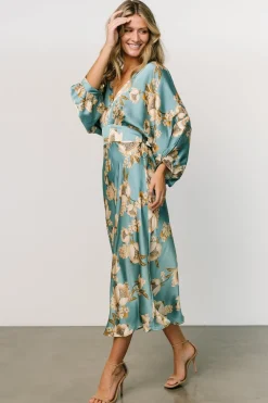 Baltic Born Joni Satin Midi Dress | Blue Multi