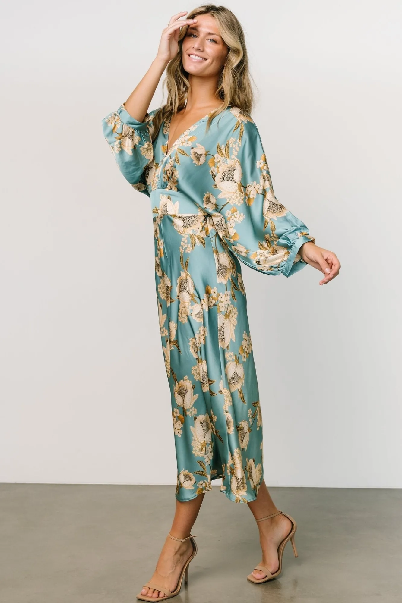 Baltic Born Joni Satin Midi Dress | Blue Multi