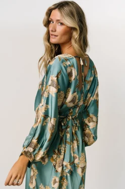 Baltic Born Joni Satin Midi Dress | Blue Multi