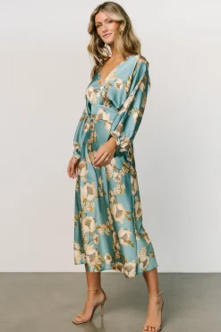 Baltic Born Joni Satin Midi Dress | Blue Multi