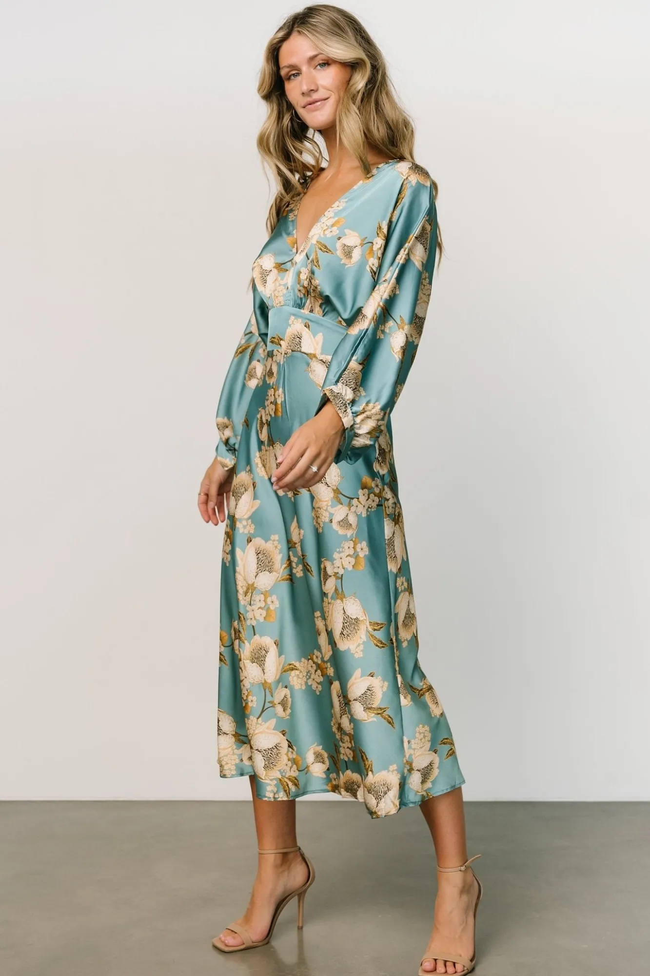 Baltic Born Joni Satin Midi Dress | Blue Multi