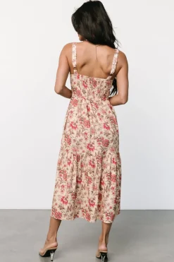 Baltic Born Jules Button Midi Dress | Cream + Pink