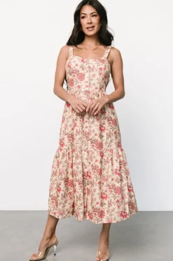 Baltic Born Jules Button Midi Dress | Cream + Pink