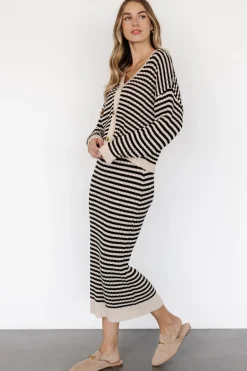 Baltic Born Justina Striped Knit Cardigan | Black + Cream