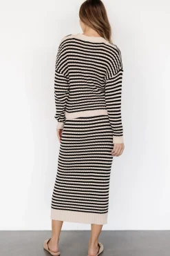 Baltic Born Justina Striped Knit Cardigan | Black + Cream