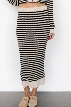 Baltic Born Justina Striped Knit Skirt | Black + Cream